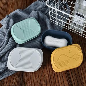 Soap Derees Noordige schattige huishoudelijke doos met deksel draagbare reiswandeling houder container plastic dispenser racksoap