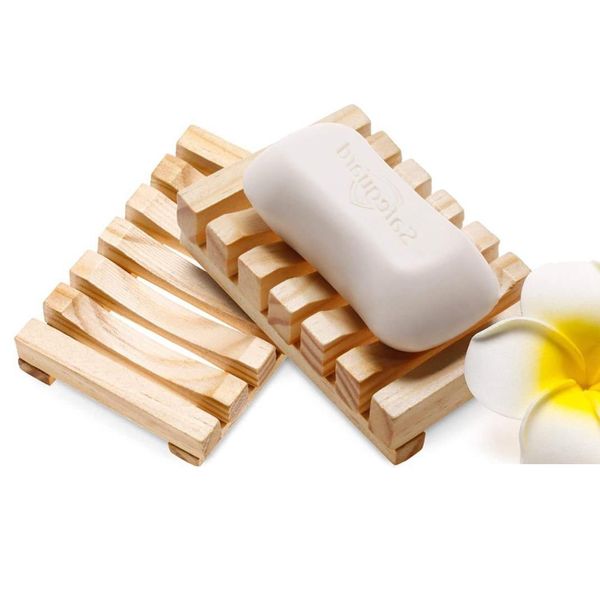 Savon Vaisselle Qbsomk Boîte Bambou Naturel Support De Bain Cas Plateau En Bois Prévenir La Moisissure Vidange Salle De Bains Toilettes Outils Drop Delivery Accueil Gar Dh0Xo