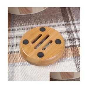 Soap Derees Round Dish Eco-vriendelijke natuurlijke bamboe handgemaakte mini-badkamerrek 8x8cm andere badtoiletbenodigdheden drop levering home g dh21o