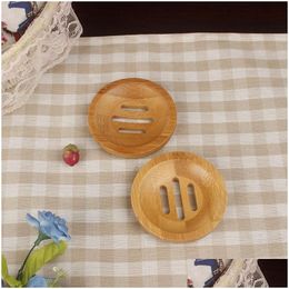 Soap Derees Round Mini Dish Drying Creative Environmental Protection Natural Bamboo Holder Drop Delivery Home Garden Bad Badkamer een Dhopk