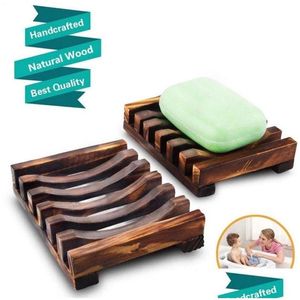 Soap Derees Bouillon Natuurlijke houten bamboeschotel houder opslagrek plaat doos container voor baddouche badkamer fy4366 druppel deliv dhmlq