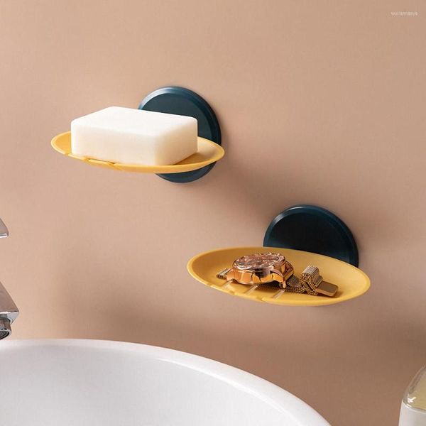 Porte-savon supports à ventouses muraux Drain pour salle de bain Base sans poinçon étagère de boîte de toilette