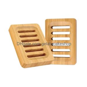 Zeepbakjes Houten Bamboe Plastic Schotel Lade Houder Opbergrek Plaat Box Container Voor Bad Douche Badkamer Drop Delivery Thuis Gard Dhafk