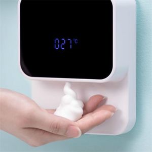 Zeepdispenser Wall-mounted LED-scherm Hand Wassen Automatische Inductie Foam Infrarood Smart Sanitizer Machine 280ml 211206