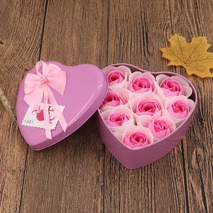 Soap Flower Gift Box Valentijnsdag Geschenk Kerst Creatief Gift Rose Flower Hartvormige Tin Box W-00599