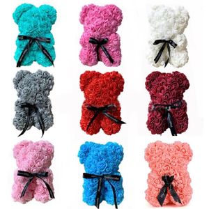 Zeep Schuim Beer 25 cm Rozen Teddybeer Roos Bloem Kunstmatige Nieuwjaar Cadeaus voor Vrouwen Valentines Gift Christmas231l