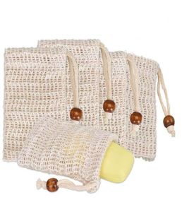 Pochette à savon Sac de gommage au savon en barre de maille de Ramie naturelle pour faire mousser, exfolier et sécher la pochette à savon, sac en maille fait maison avec cordon de serrage4463463