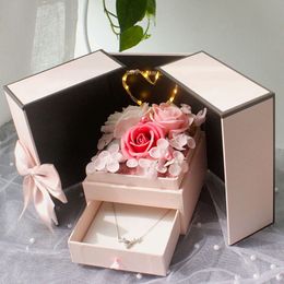 Caja de rosas de jabón, pendientes de una semana, caja para collar de lápiz labial, regalo de San Valentín