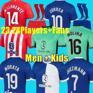 Soccer 23 Griezmann Morata 24 Jerseys Memphis 2023 2024 120th M.Llorente Correa Koke Atlético Madrids Camisetas de Futbol Lemar Carrasco Men Kids Kit Fútbol 20 20 20 20