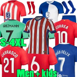 Soccer Atletico 3xl 4xl Madrids Jerseys Griezmann 2023 2024 120e anniversaire 24 25 M.Llorente Koke Saul Correa Lemar Football Shirt Men Kid Kit Kit Set Uniforms