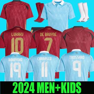 Soccer Belgium de Jersey 25 24 Bruyne Lukaku Doku 2024 Equipo Nacional Camisa de fútbol 2025 Men Kid Kit Pet Home Away Train Carrasco Tielemans Bakayoko Trossard 20 20 20