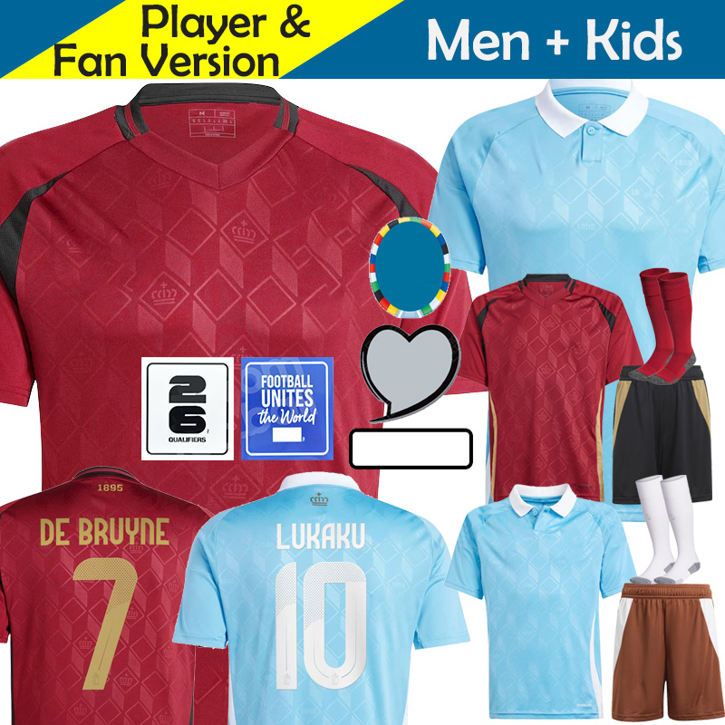 Bélgica de futebol de Jersey 25 24 Bruyne Lukaku Doku 2024 Camisa de futebol da seleção nacional 2025 Kit para crianças.