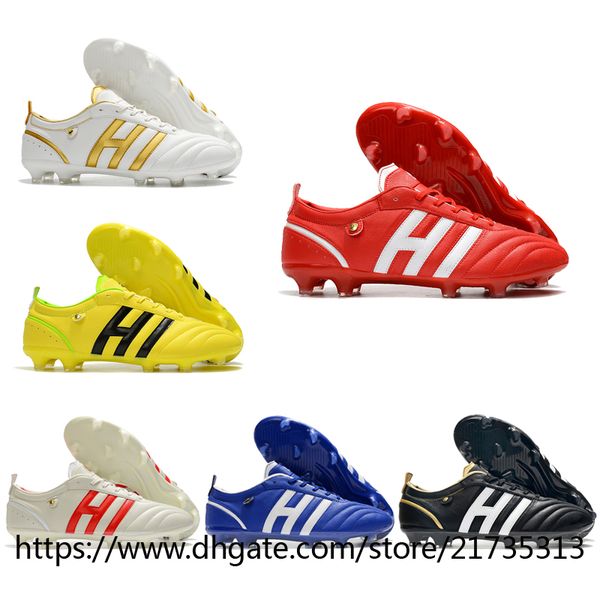 Sac-cadeau Qualité Bottes de football Adipure FG Firm Football Football Cleats Mens Outdoor Cuir souple Trainers confortables Pikes Chaussures de football Taille US 6.5-11