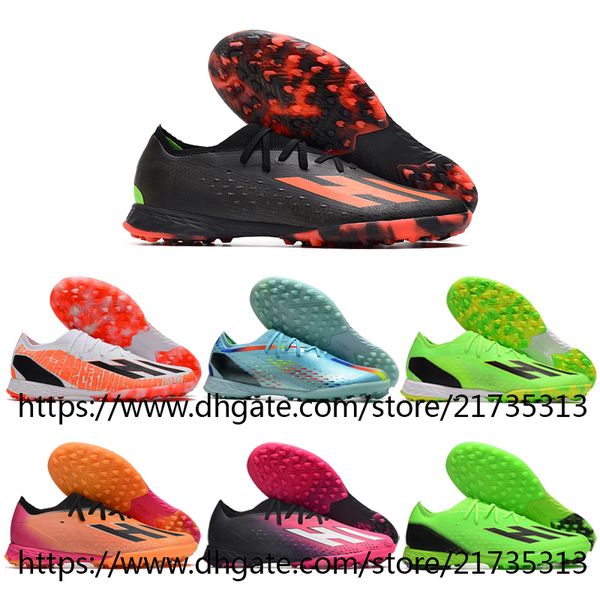 Bolsa de regalo Calidad Botas de fútbol para hombre Botines de fútbol Zapatillas de deporte Zapatos de fútbol Césped interior Cuero suave Tobillo cómodo Rosa Naranja Negro Rojo X Speedportal.1 TF US6.5-11.5