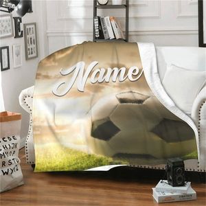 Voetbal Custom NameBlanket Personaliseer Throw Deken Super zacht cadeau voor familie vriend honden huisdieren slaapkamer 60x50 220702