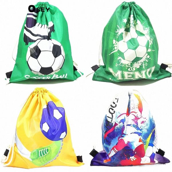 Football cordon Bundle poche vert Football sac à dos Polyester hommes épaule sac de rangement de voyage comme cadeau garçon dessiner sacs à cordes w0uk #