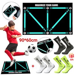Voetbal voetbal training mat duurzame niet -slip opvouwbare dribbel trainingsmat voor kinderen volwassenen voetbaltraining binnenshuis apparatuur