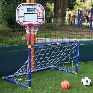 Piscina de portería de fútbol con aro de baloncesto para niños 2 en 1 soporte de baloncesto para deportes al aire libre portería de fútbol