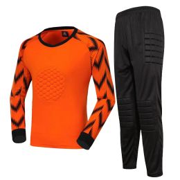 Voetbal doelman outfit Goalie Sport Pak lange mouw spons pads bescherming top broek broek voetbal training uniform sportkleding