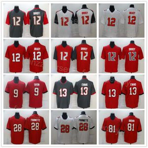 Heren Voetbal 81 Antonio Brown Jerseys 12 Tom Brady 28 Leonard Fournette 13 Mike Evans 9 Joe Tryon-Shoyinka All Stitching Rood Wit Grijs Teamkleur Vapor Color Rush