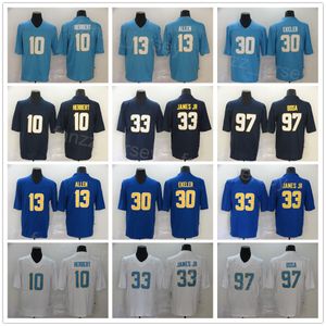 Men Football 13 Keenan Allen Jersey 30 Austin Ekeler 10 Justin Herbert 97 Joey Bosa 33 Derwin James Jr Navy Blue White Purple Team Vapor Color Rush for Sport Fans Sewing