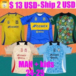 Gignac Tigres Uanl 24 25 Soccer Jerseys Home Away Mexico Liga Earth Day MX Vargas Aquino Pizarro Nicolas F. Thauvin Football Shirts Maillots Maillots