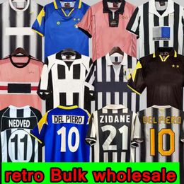 Jersey de fútbol Retro del Piero Pirlo Marchisio Inzaghi 84 85 92 96 97 98 99 02 03 04 04 05 94 95 Zidane Maillot Davids Boksic Conte Camisa 11 12 Juventus Football Camiseta