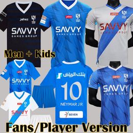 NEYMAR JR 2023 2024 Al Hilal Saoedische voetbalshirts 23 24 Home Derde Speler Fans Versie MALCOM NEVES SERGEJ VIETTO KOULIBALY LGHALO KANNO Heren Kindertenue voetbaluniformen