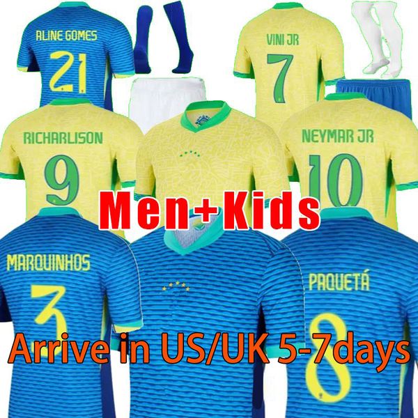 Soccer Jersey xxxl 4xl Plus taille l.paqueta neymar vini jr.23 P.Coutinho Richarlison Football Shirt G.Jesus T.Silva Bruno G. Pele Casemiro Men Kids Kits Jersey Braslls
