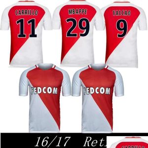 Jerseys de fútbol 16 17 Como Mónaco Home Mbappe Falcao Bernando Carrillo Germain Campeón de la Liga Fabinho Maillot de Foot para hombres Deliv Otb0p