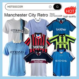 Maillots de football 1989 1998 1999 15 16 2011 2012 Man City Retro Gallagher Haaland Man classique DZEKO KUN AGUERO BALOTELLI NASRI SILVA Maillot de football 1982 125e hotsoccer