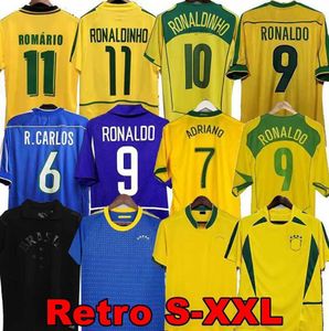 Voetbalshirts 1998 BRASILS SOCKER JERSEYS 2002 RETRO -shirts Carlos Romario Ronaldinho 2004 Camisa de Futebol 1994 Brazils 2006 1982 Rivaldo Adriano Joelinton 19