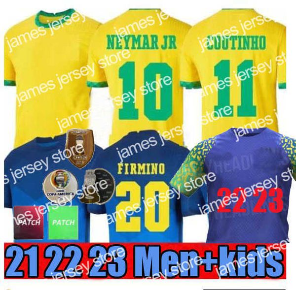 Maillots de football 2021 2022 NEYMAR JR COUTINHO VINICIUS Maillot de football BrAZiLs Équipe nationale 21 22 23 Camisa Brasil Kids Kit Football Shirt Women Training