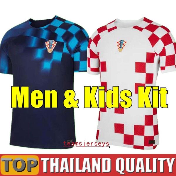 Maillots de football 2022 Thaïlande Croacia Cup Soccer Jerseys Croatie 23 Monde Croazia MODRIC MANDZUKIC PERISIC KALINIC KOVACIC Rakitic Kramaric Maillot de football ensemble moi