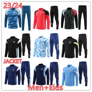 Camisetas de fútbol 2023 2024 Man CITY Chándal de fútbol HAALAND DE BRUYNE 23 24 Traje de entrenamiento Uniformes Hombres Niños Kit Conjuntos CHAQUETA