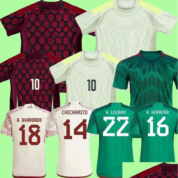 Jerseys de football 2024 Mexique Chicharito Mens 22 23 H. Lozano A. Guardado Home Away Training Wear R. Jimenez Équipe nationale de football Shi Otegi