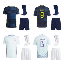 Jerseys de fútbol 2024 Escocia Camiseta de fútbol Hogar Azul Visitante Jersey Blanco Euro Kits para niños Entrega de gotas Deportes al aire libre Atlético Outdoo Otzpj