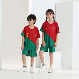 Voetbaltruien 22-23 Wereld B Portugal Home No. 7 C Ronaldo National Football Jersey Set Kids 'Clothing Digital Print