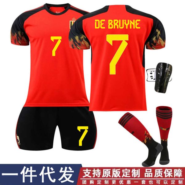 Jerseys de fútbol 2223 Belgium's Home Jersey Número 7, Jugador estrella Lukaku 9, Tamaño de impresión de fútbol