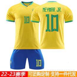 Voetbaljerseys 2223 Braziliaanse nationale team Jersey maat 10 Neymar Children's Adult Football Kit Training Set