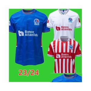 Maillots de football 23 24 CD Olimpia Honduras Accueil Blanc Rouge Troisième Maillots de football bleu 23/24 Bengtson Benguche K.Lopez Spider M.Pinto Otsah