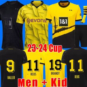 Jerseys de football 23 24 Coupe Reus 2023 2024 Borussia Soccer Football Top Shirt Neongelb Hummels Brandt Dortmund Men Kids Kit Special Kit All Black Maillot de Foot