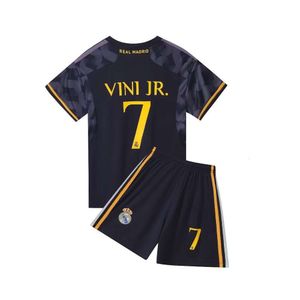 Jerseys de football 23-24 King M Away Grey and Black Club 7 Football Jersey Set for Children's Jerseys, Taille 14-30