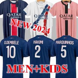 Jerseys de football 24 25 Maillot Mbappe Soccer Jerseys Kids Kit 2324 Player Version Training Pre Match 2024 2025 Maglia Paris Home Football Shirt Hakimi Fabian Vit