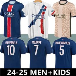 Soccer Jerseys 24 25 Maillot MBAPPE Soccer Jerseys Kids Kit 2324 Player Version Training Pre Match 2023 2024 Maglia Paris Home Away Football Shirt HAKIMI FABIAN VIT