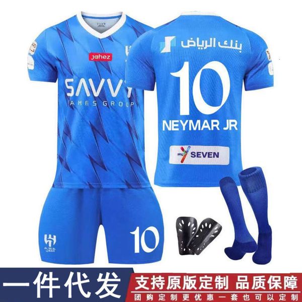 Jerseys de football 24 Riyadh New Moon Home Blue Neymar No. 10 Jersey Football Jersey Set Group Achat Imprimer Taille