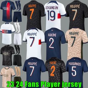 Voetbalshirts #7 MBAPPE Maillot Es 23/24 SPELER 10 HAKIMI SERGIO RAMOS M. ASENSION 2023 2024 Voetbalshirt Mannen Kids Kit Sets Uniform
