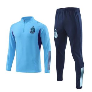 Jerseys de fútbol 972 Argentina Half Zip Traje de entrenamiento de fútbol de manga larga Conjunto de tablero suave para adultos L-4XL