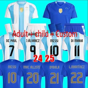 Soccer Jerseys Argentina 3 Star Messis 2024 2025 Fans Joueur Version Mac Allister Dybala Di Maria Martinez de Paul Maradona Child Kids Kit Men Women Football Shirt