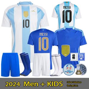 Jerseys de football Argentine 3 étoiles Messis 24 25 Fans Player Version Mac Allister Dybala Di Maria Martinez de Paul Maradona Kit Enfant Enfants Hommes Femmes Chemise de football